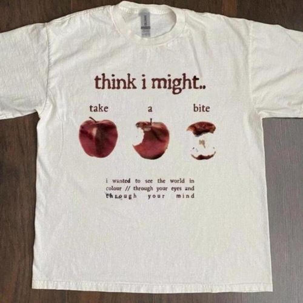 White Think I Might Graphic Tee With Red Accents
